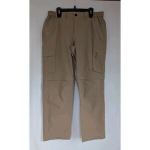 Gash Hao Pants Men's Sz 36x30 Nylon Convertible Hiking Beige Pockets